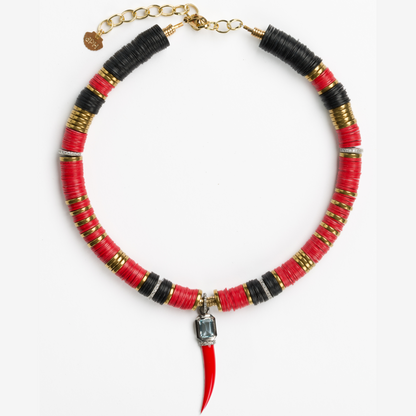 Puka Madre Topaz Red Horn
