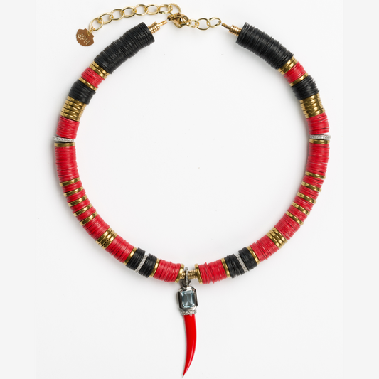 Puka Madre Topaz Red Horn